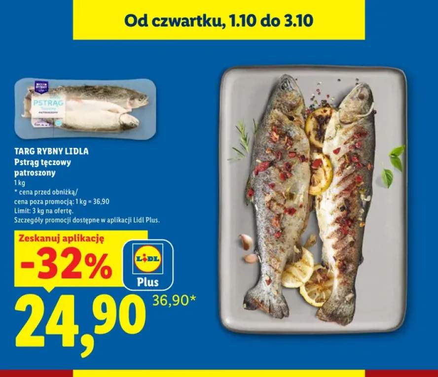 Pstrąg tęczowy patroszony Targ Rybny Lidla