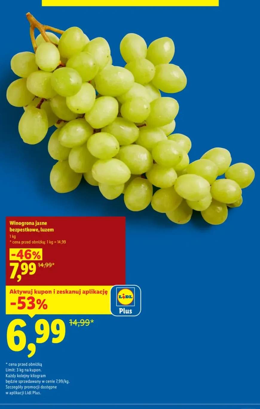 Winogrona jasne bezpestkowe luzem