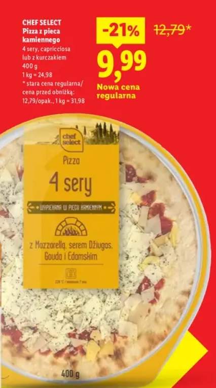 Pizza z pieca kamiennego 4 sery Chef Select +2 warianty