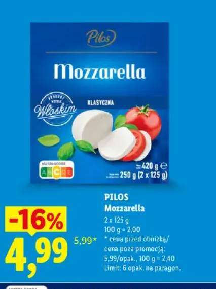 Ser mozzarella Pilos 2-pak