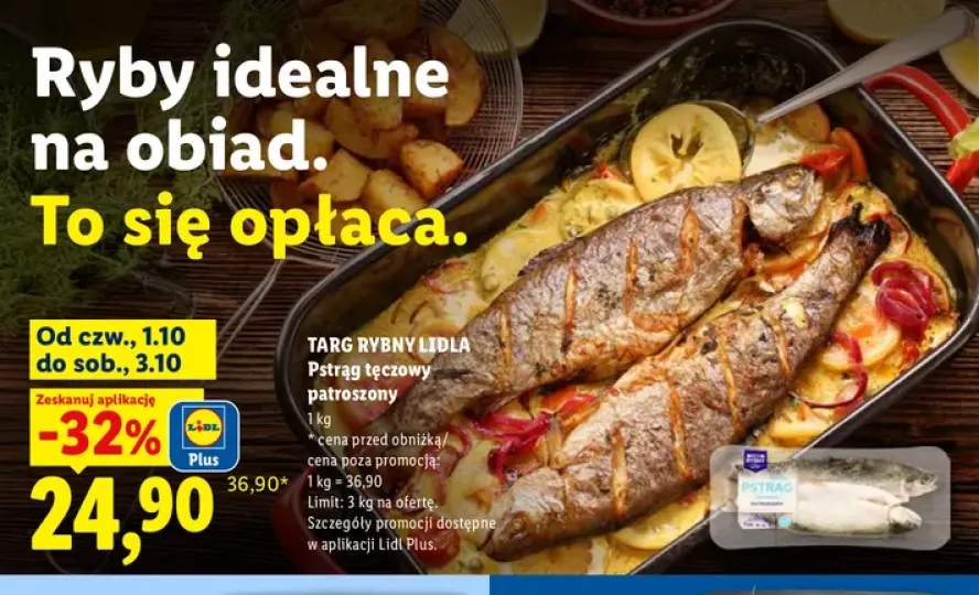 Pstrąg tęczowy patroszony Targ Rybny Lidla
