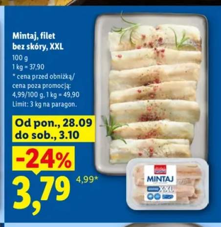 Mintaj filet bez skóry XXL