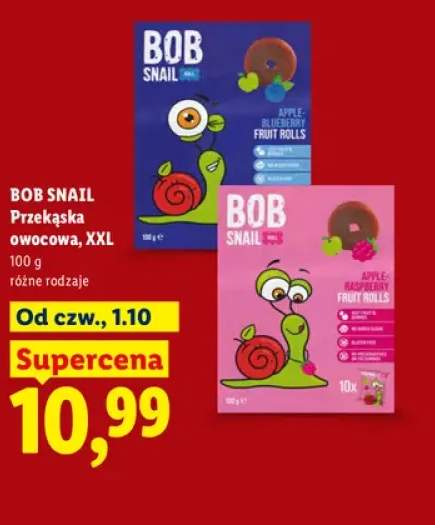 Przekąska owocowa XXL jabłko-borówka Bob Snail +1 wariant