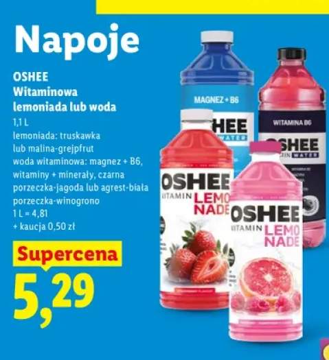 Witaminowa lemoniada truskawka Oshee +5 wariantów