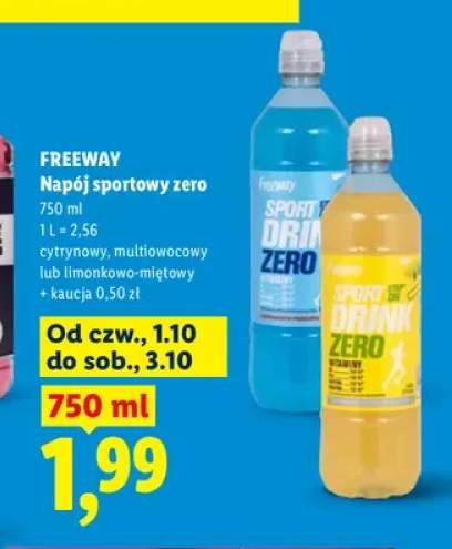 Napój sportowy zero cytrynowy Freeway +2 warianty