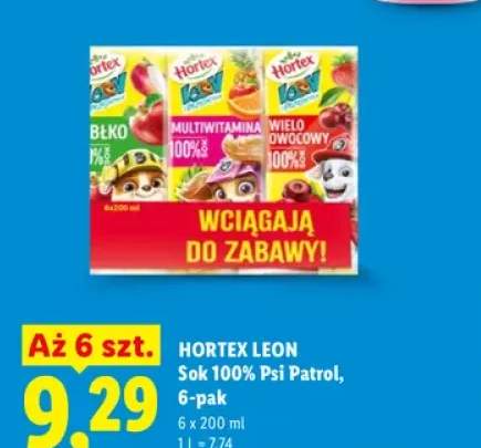 Sok Psi Patrol jabłko 6-pak Hortex Leon 100% +2 warianty