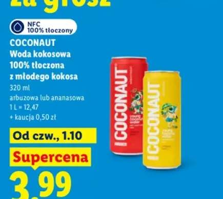 Woda kokosowa tłoczona z młodego kokosa arbuzowa Coconaut 100% +1 wariant