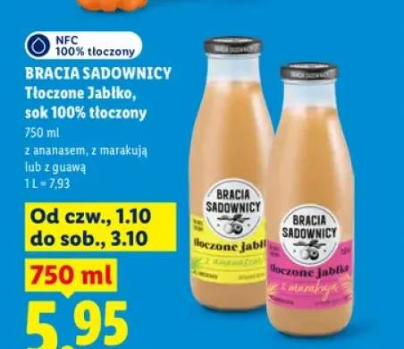 Tłoczone Jabłko sok tłoczony z ananasem Bracia Sadownicy 100% +2 warianty