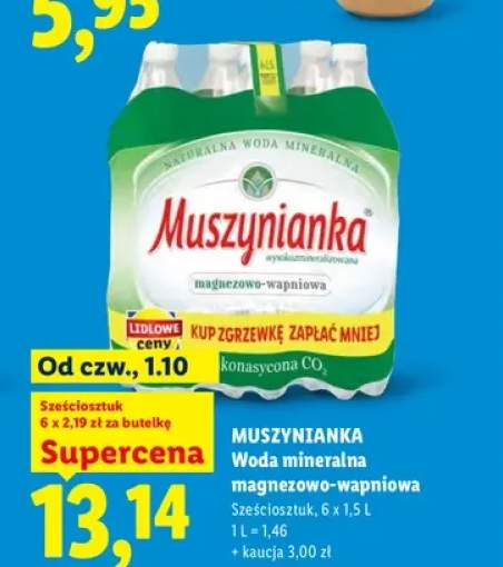 Woda mineralna gazowana magnezowo-wapniowa 6-pak Muszynianka