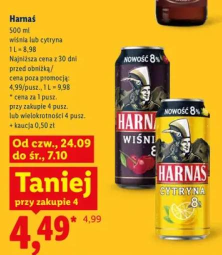 Piwo Harnaś wiśnia +1 wariant