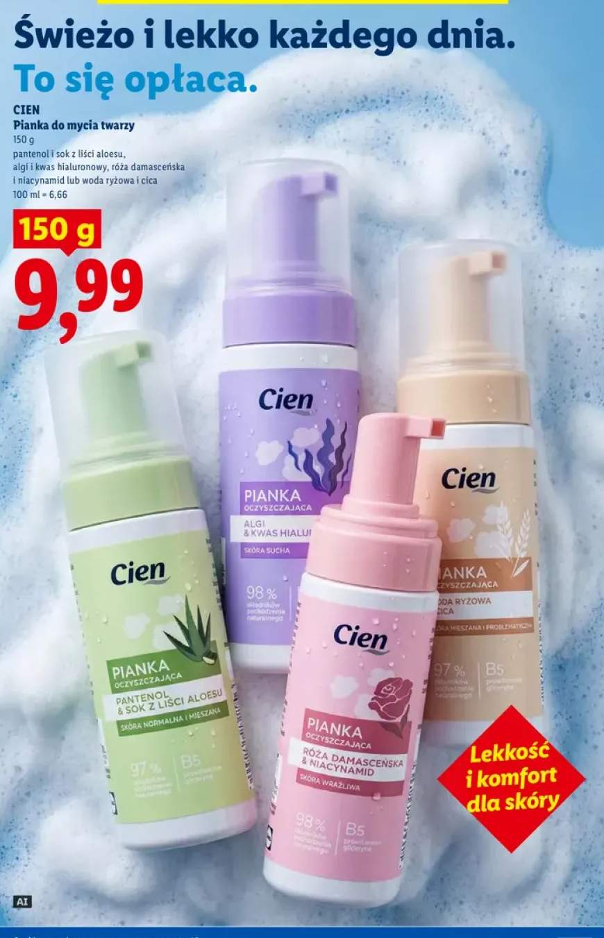 Pianka do mycia twarzy pantenol i sok z liści aloesu Cien +3 warianty