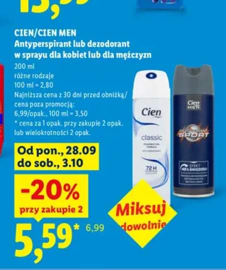 Antyperspirant w sprayu dla kobiet Classic Cien +1 wariant