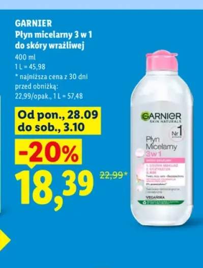 Płyn micelarny 3 w 1 do skóry wrażliwej Garnier