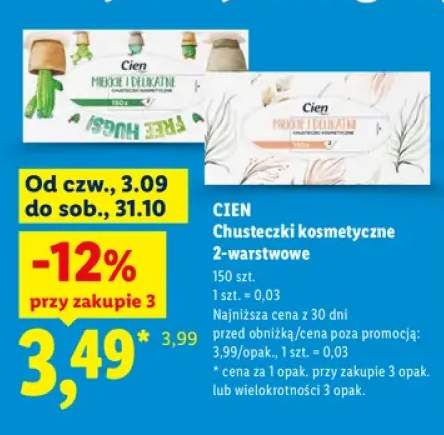 Chusteczki kosmetyczne 2-warstwowe Cien