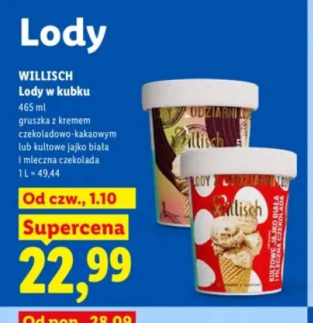 Lody w kubku gruszka z kremem czekoladowo-kakaowym Willisch +1 wariant