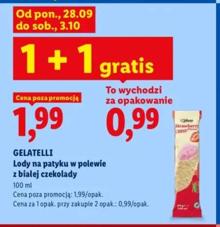 Lody na patyku w polewie z białej czekolady Gelatelli