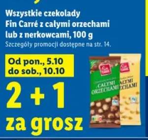 Czekolady Fin Carré z całymi orzechami lub z nerkowcami +2 warianty