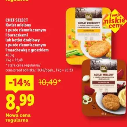 Kotlet mielony z purée ziemniaczanym i buraczkami Chef Select +1 wariant