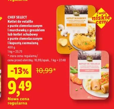 Kotlet de volaille z purée ziemniaczanym i marchewką z groszkiem Chef Select +1 wariant