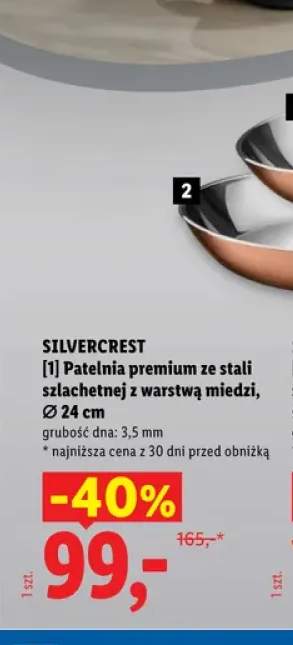 Patelnia premium ze stali szlachetnej z warstwą miedzi 24 cm SilverCrest