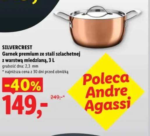 Garnek premium ze stali szlachetnej z warstwą miedzianą 3 l Silvercrest