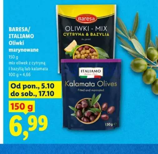 Oliwki marynowane mix oliwek z cytryną i bazylią Baresa +1 wariant