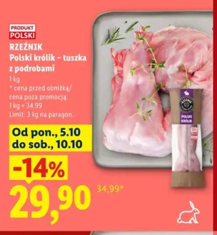 Polski królik - tuszka z podrobami Rzeźnik