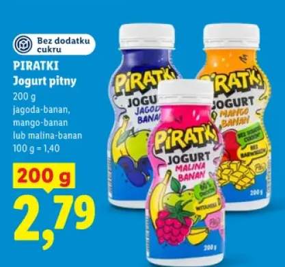 Jogurt pitny jagoda-banan Piratki +2 warianty