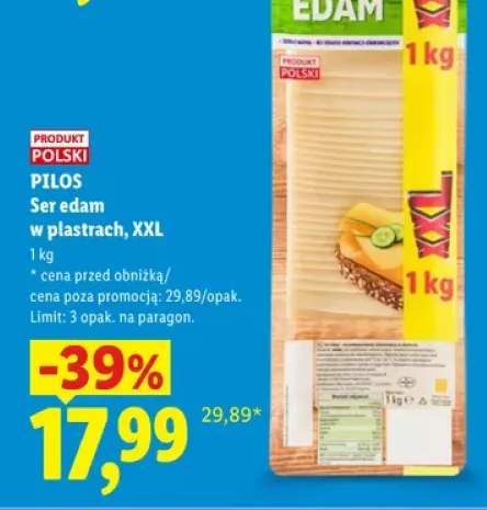 Ser edam w plastrach XXL Pilos