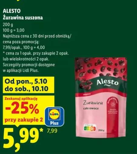 Żurawina suszona Alesto