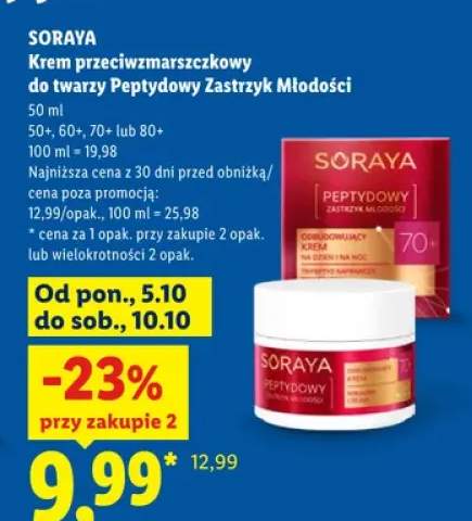 Krem przeciwzmarszczkowy do twarzy Peptydowy Zastrzyk Młodości 50+ Soraya +3 warianty
