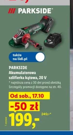 Akumulatorowa szlifierka kątowa Parkside