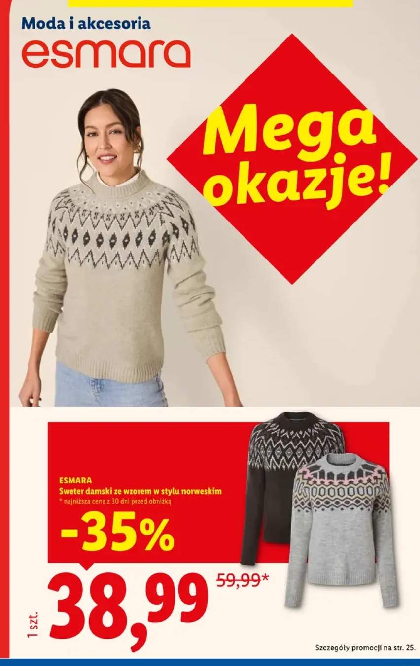 Sweter damski ze wzorem w stylu norweskim Esmara