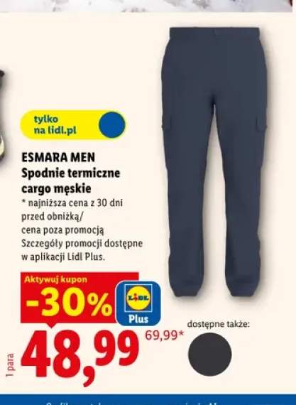 Spodnie termiczne cargo męskie