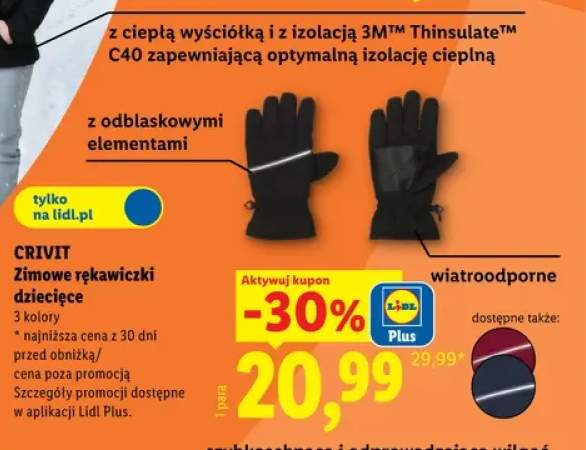 Zimowe rękawiczki dziecięce Crivit