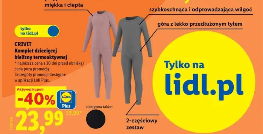 Komplet dziecięcej bielizny termoaktywnej Crivit