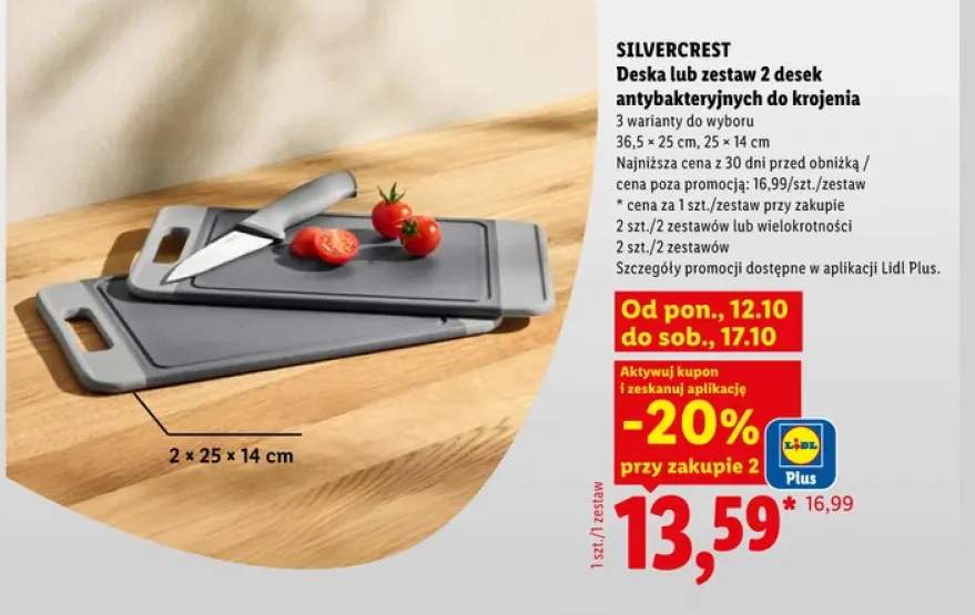 Deska antybakteryjna do krojenia 36,5x25 cm Silvercrest +1 wariant