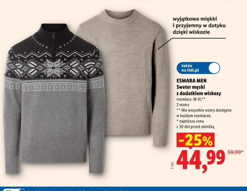 Sweter męski z dodatkiem wiskozy