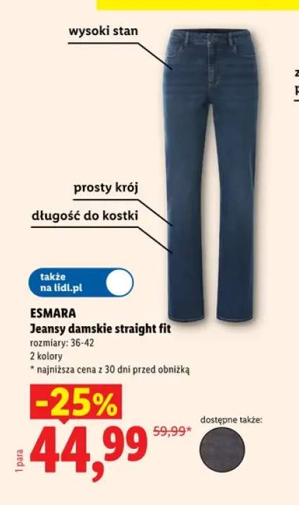 Jeansy damskie straight fit Esmara