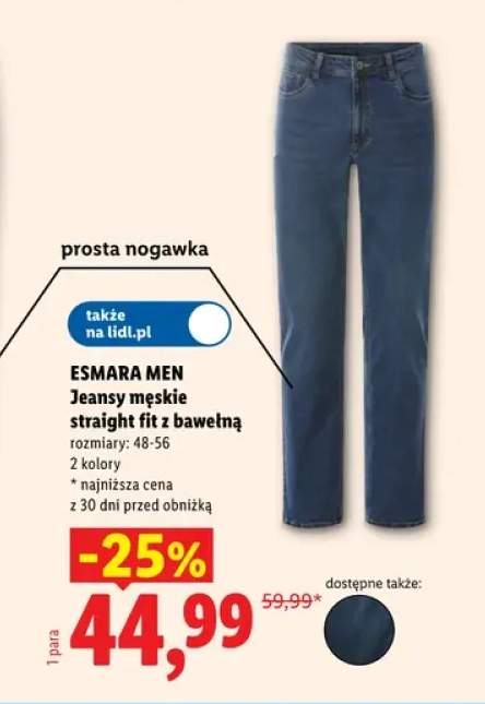 Jeansy męskie straight fit z bawełną