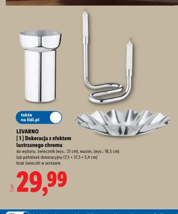 Dekoracja z efektem lustrzanego chromu świecznik Livarno +2 warianty