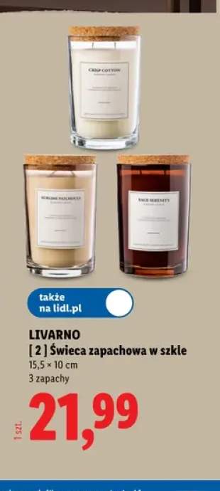 Świeca zapachowa w szkle Crisp Cotton Livarno +2 warianty