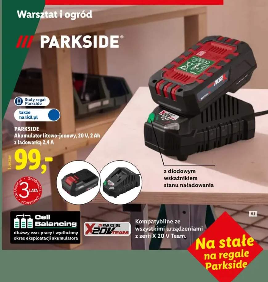 Akumulator litowo-jonowy z ładowarką Parkside