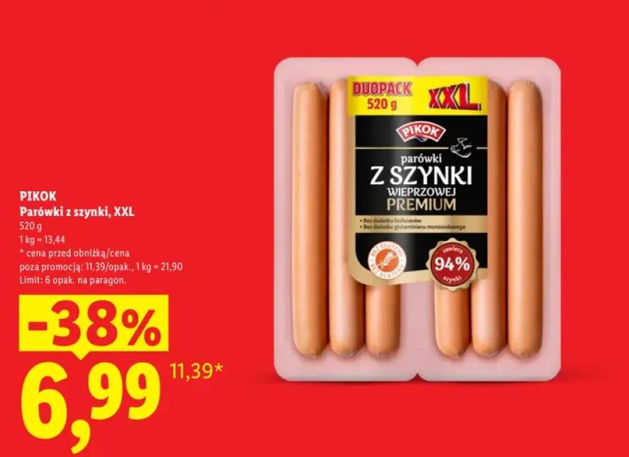 Parówki z szynki XXL Pikok