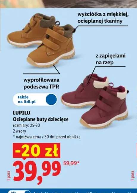 Ocieplane buty dziecięce Lupilu