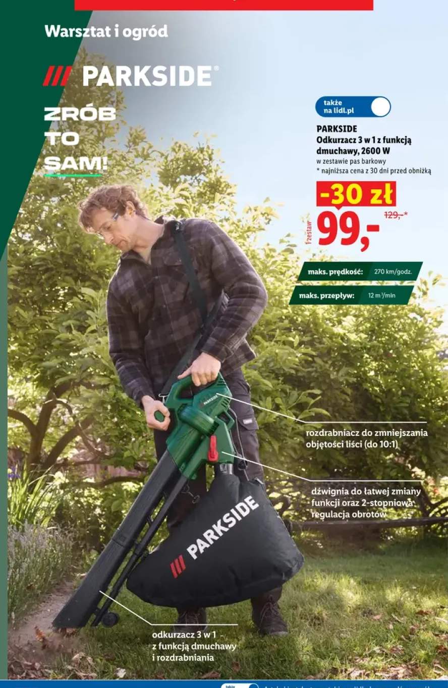 Odkurzacz 3 w 1 z funkcją dmuchawy Parkside