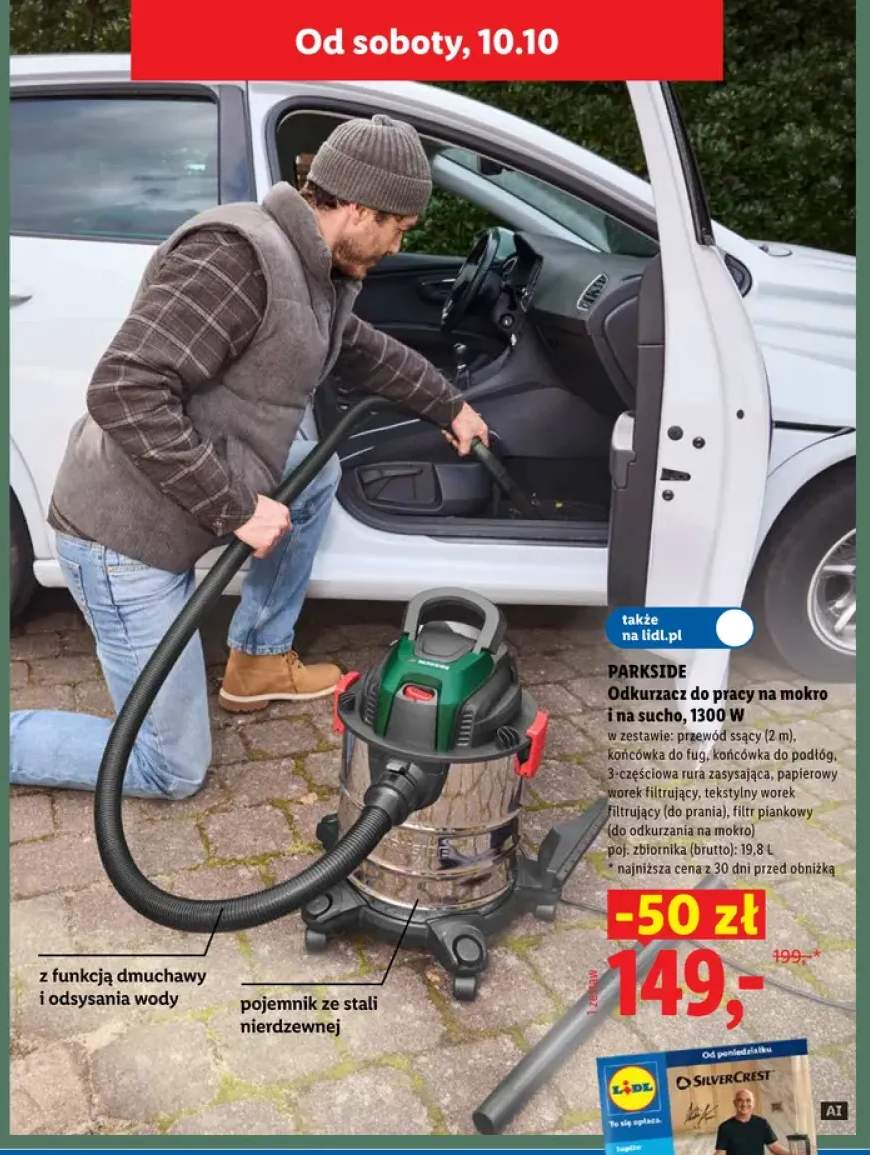 Odkurzacz do pracy na mokro i na sucho Parkside