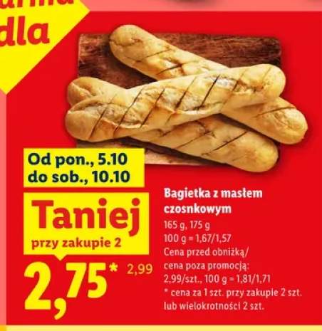 Bagietka z masłem czosnkowym Piekarnia Lidla