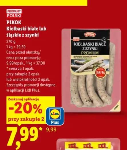 Kiełbaski białe z szynki Pikok +1 wariant