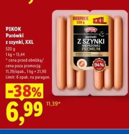 Parówki z szynki XXL Pikok